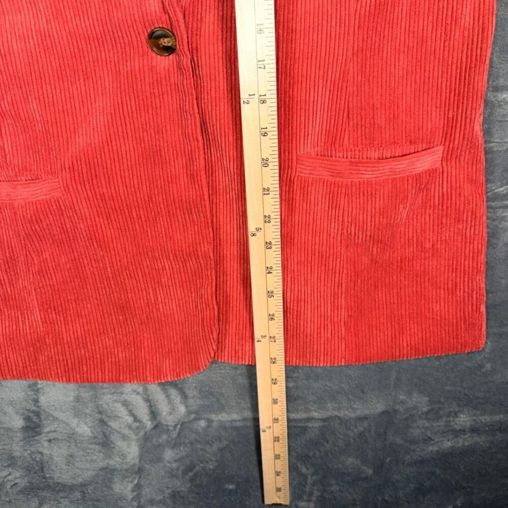 Blue B Collection Womens Blazer Jacket L Coral Red Corduroy Single Button Casual - Picture 5 of 5